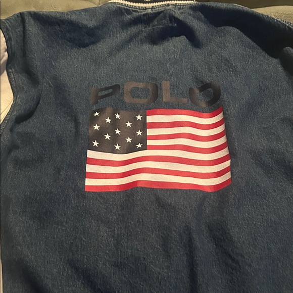 Polo Ralph Lauren Blue Jean Jacket with White Accents - Picture 2 of 2